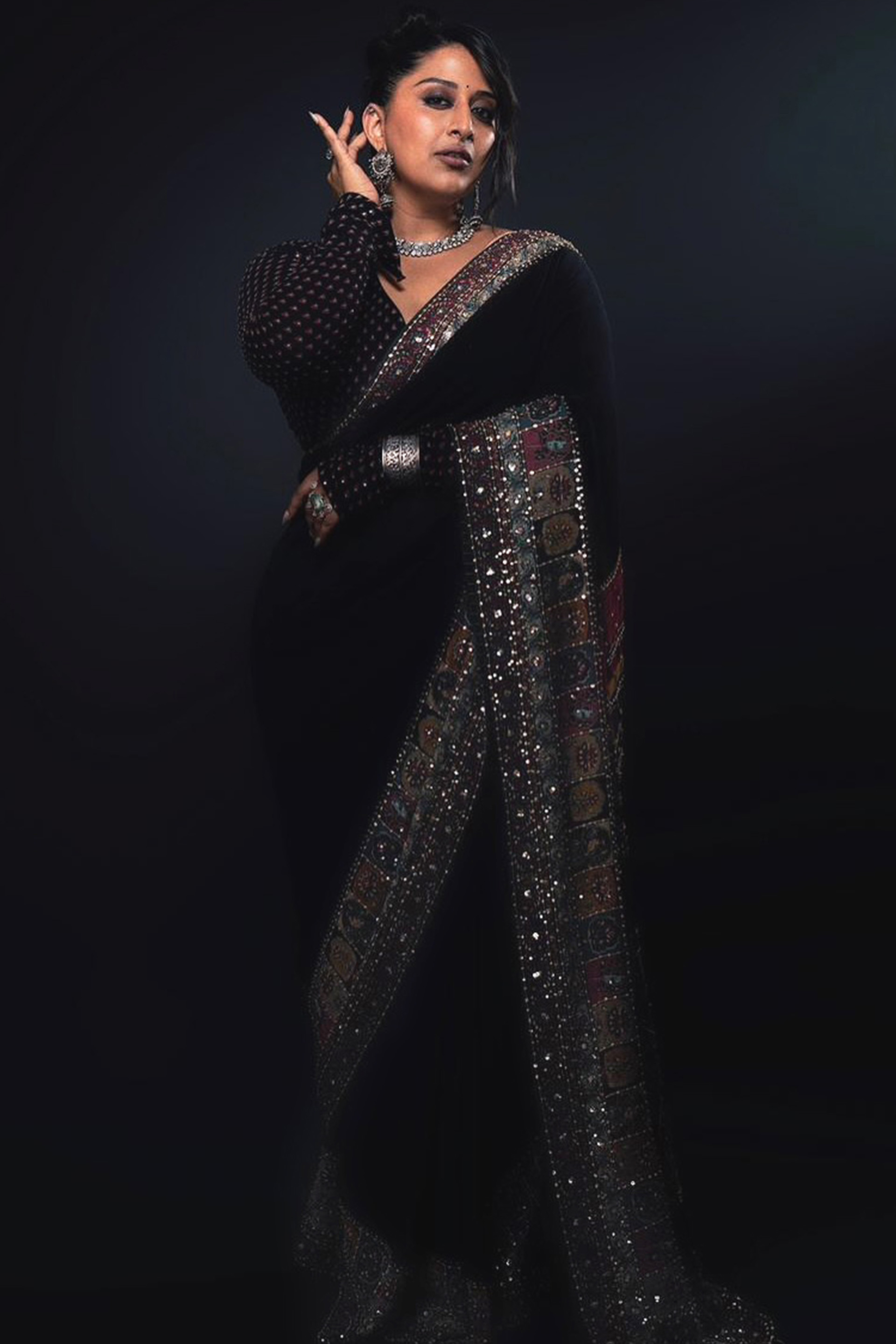 Anjana Saree - Black, , image 1